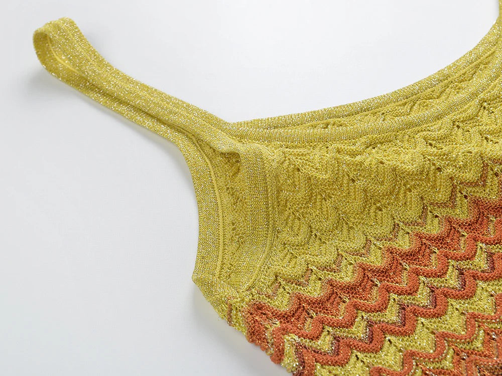 SANDRO Gradient Knitted Maxi Dress sunset