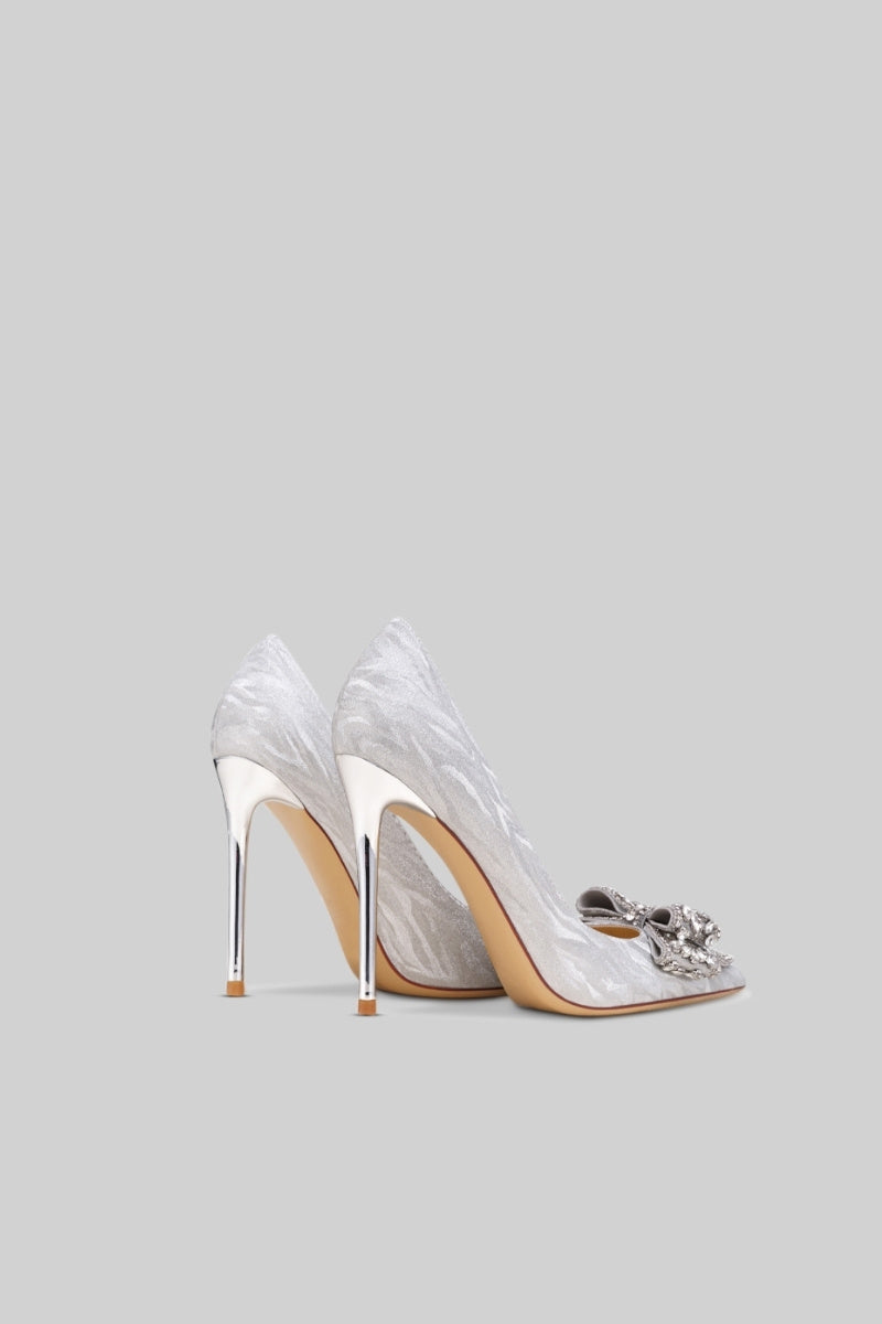SERAPHINE Diamond Ribbon High Heels - Silver