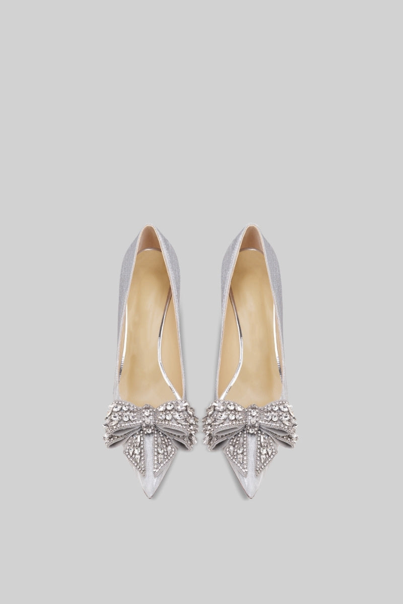 SERAPHINE Diamond Ribbon High Heels - Silver