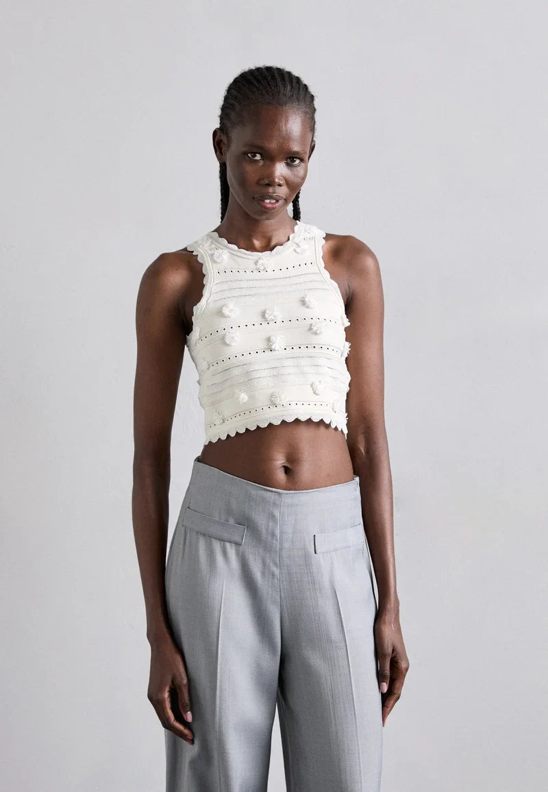 SANDRO AMERICAIN FRILL TOP - White