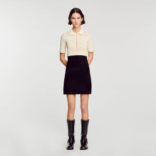 SANDRO SHORT TWO-TONE KNIT DRESS