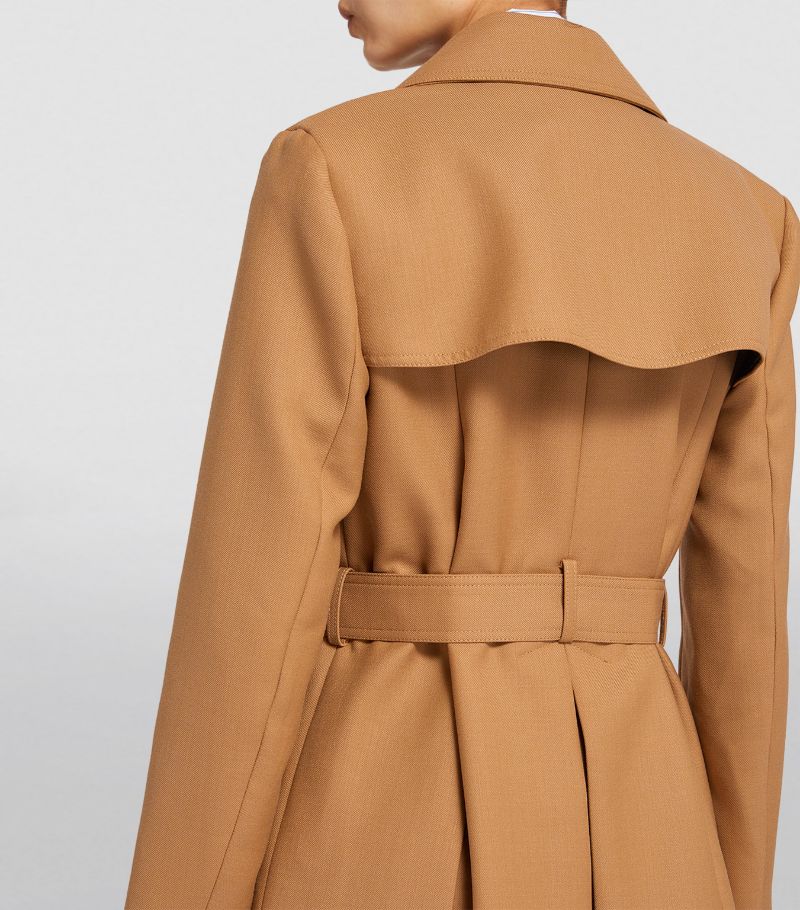 SANDRO Wool-Blend Trench Coat - Brown