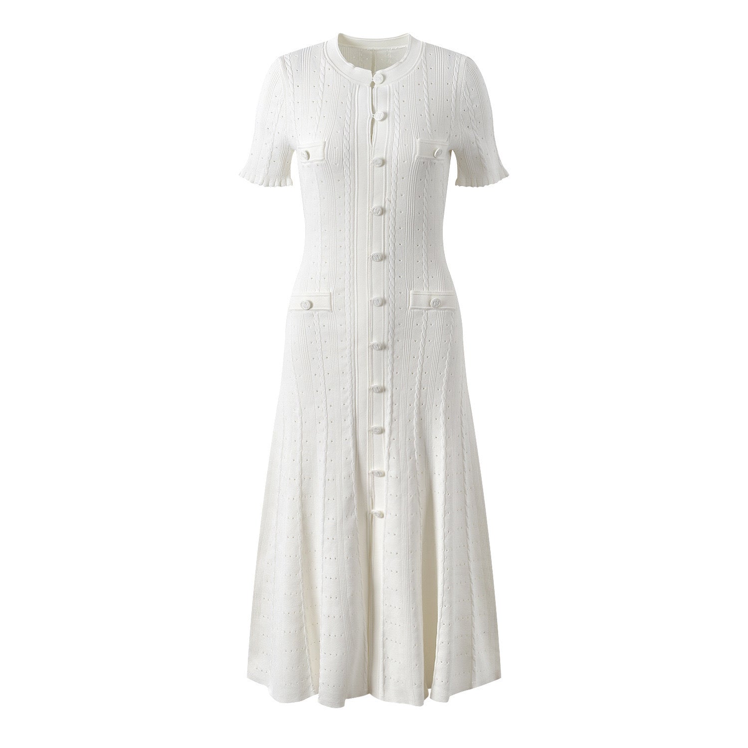 New Season SANDRO ribbed-knit midi dress - White