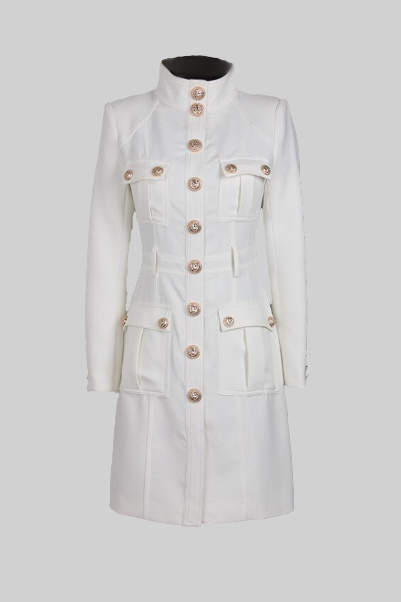 CHANTAL Classy Button Midi Dress - White