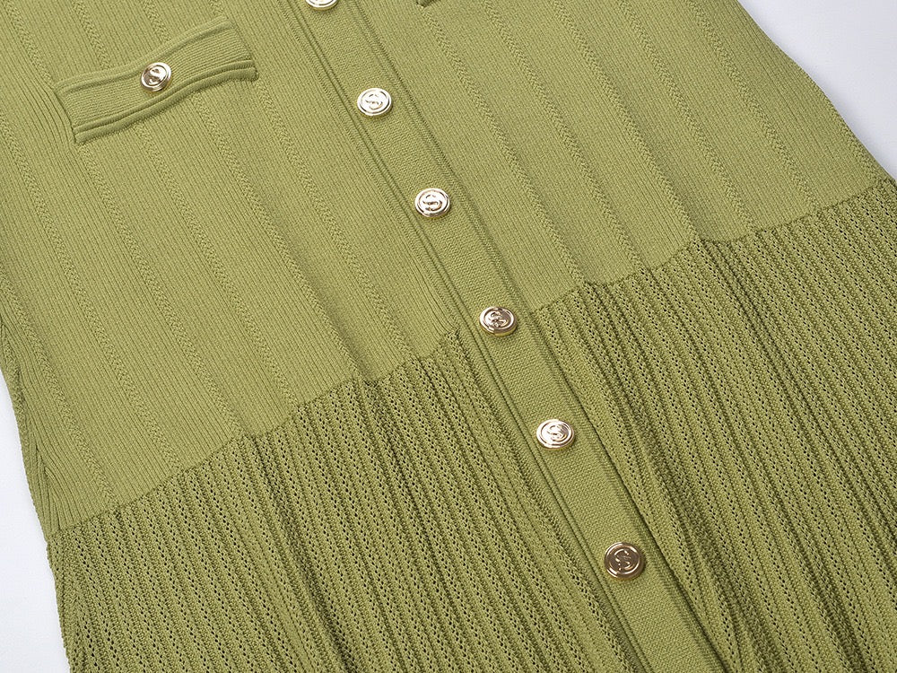 SANDRO LILWENN KNITTED MIDI DRESS - Green