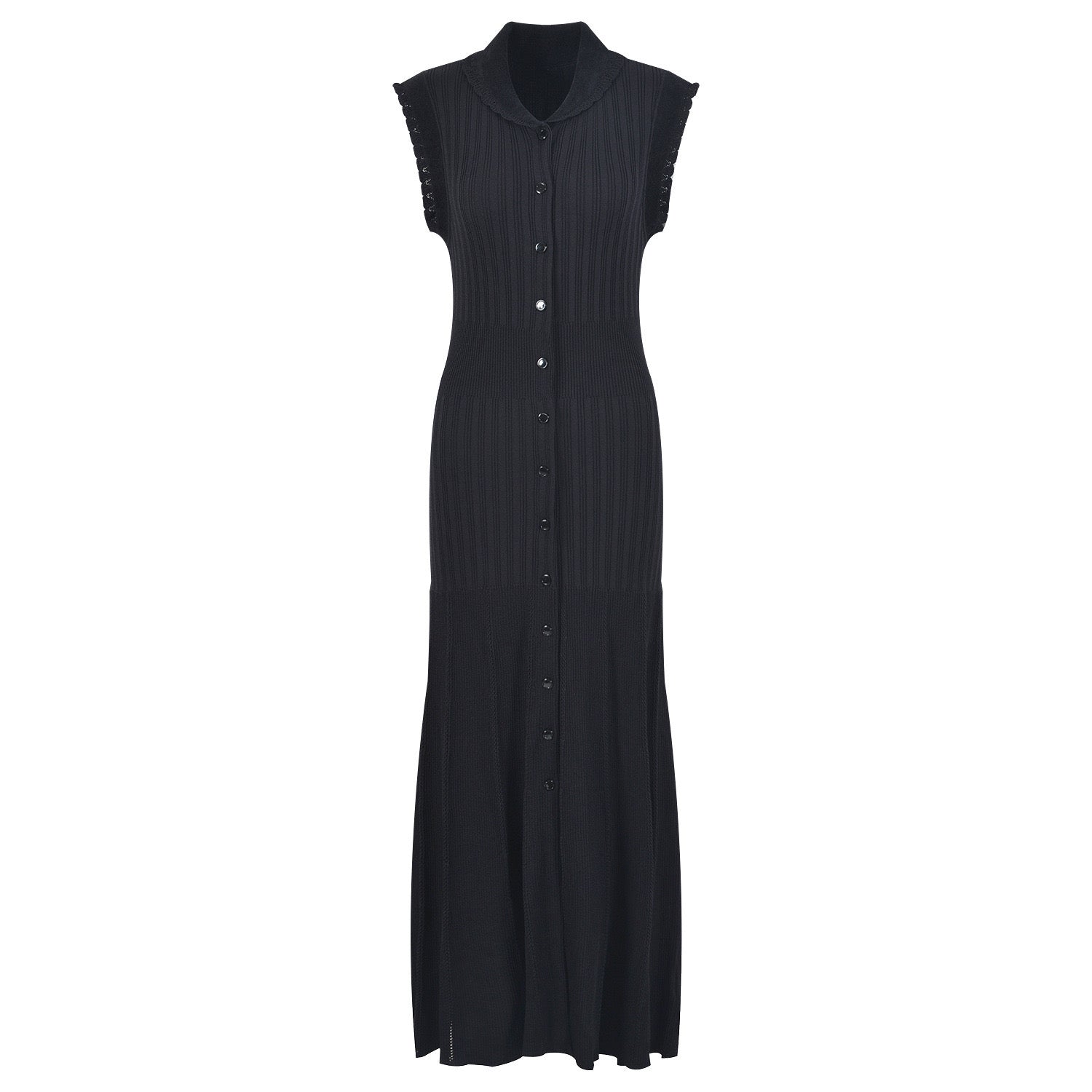 SANDRO Ribbed Maxi / midi dress - Black