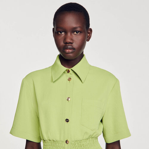 SANDRO SHORT BUTTON-UP MINI DRESS - Green