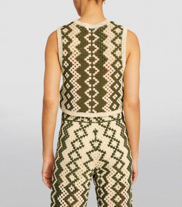 SANDRO Crochet set Sleeveless Cardigan and pants - Green