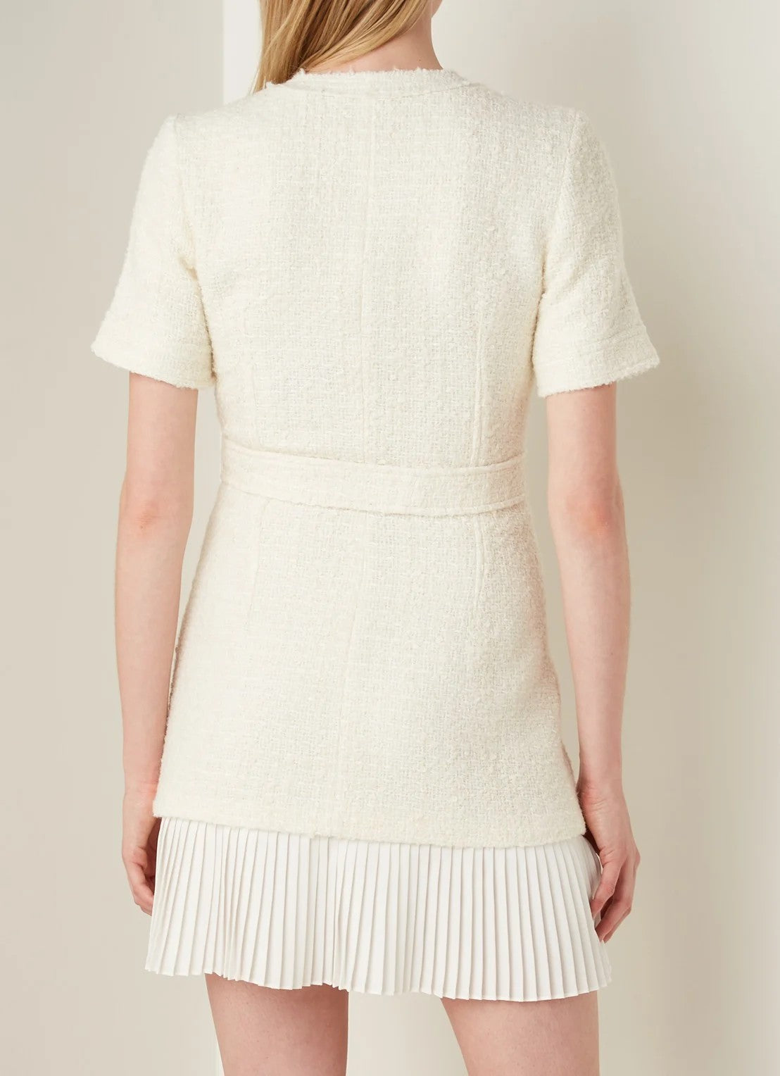 Sandro tweed mini dress with belt - White