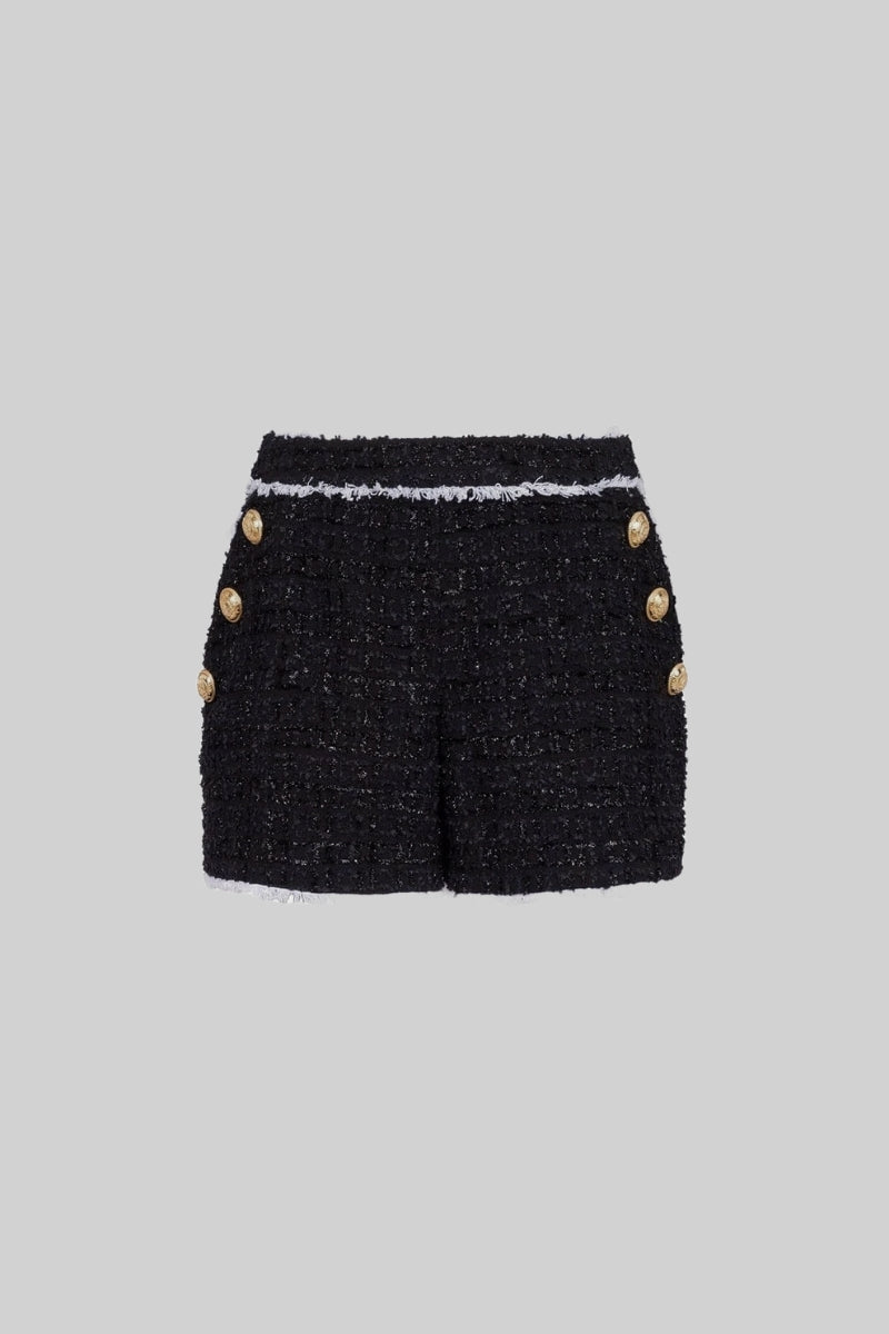 Tweed shorts with gold buttons - Black