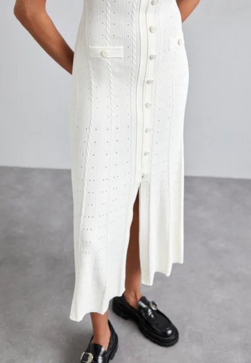 New Season SANDRO ribbed-knit midi dress - White