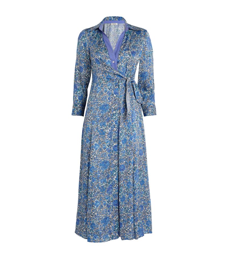 SANDRO Floral Print Midi Dress - Blue