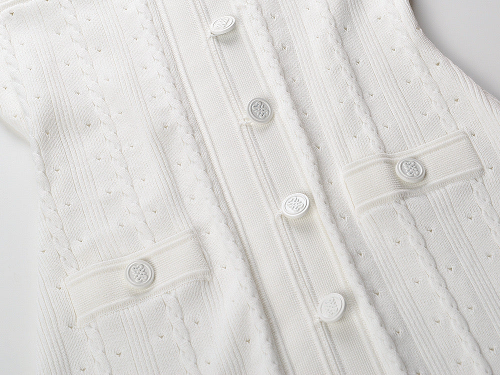 New Season SANDRO ribbed-knit midi dress - White