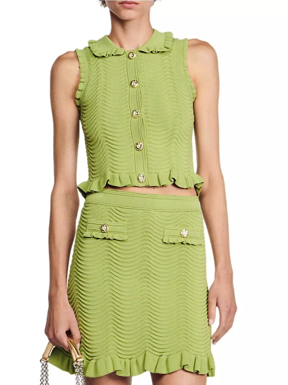 Sandro Knitted Skirt & Top set - Green