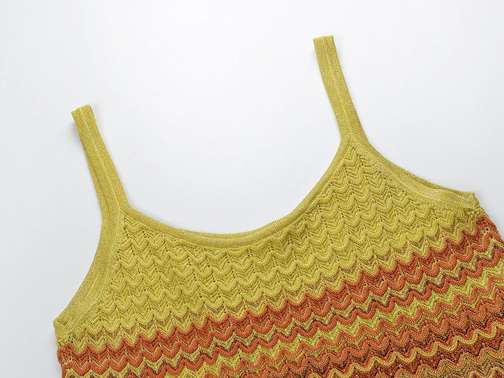 SANDRO Gradient Knitted Maxi Dress sunset