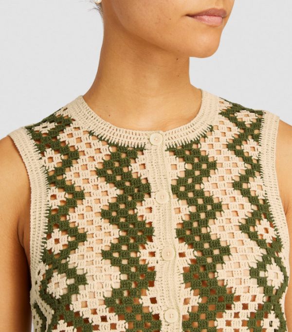 SANDRO Crochet set Sleeveless Cardigan and pants - Green