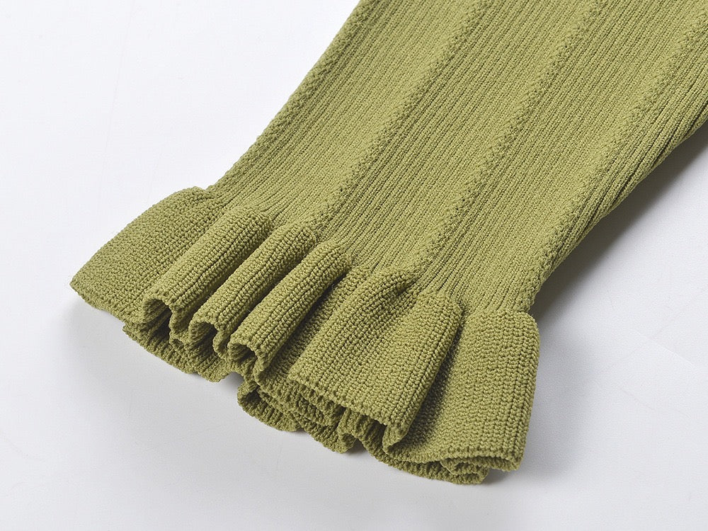 SANDRO LILWENN KNITTED MIDI DRESS - Green