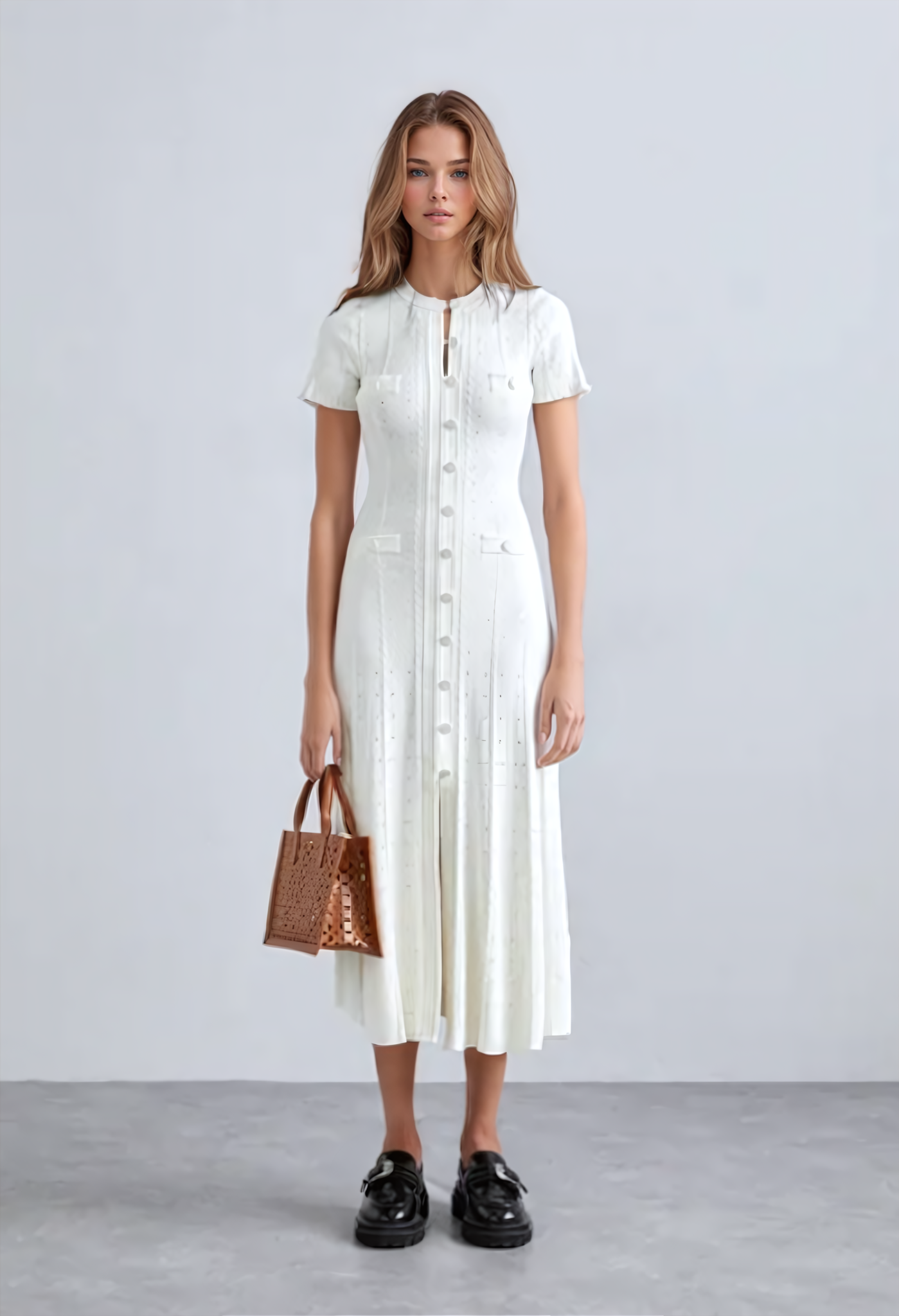 New Season SANDRO ribbed-knit midi dress - White