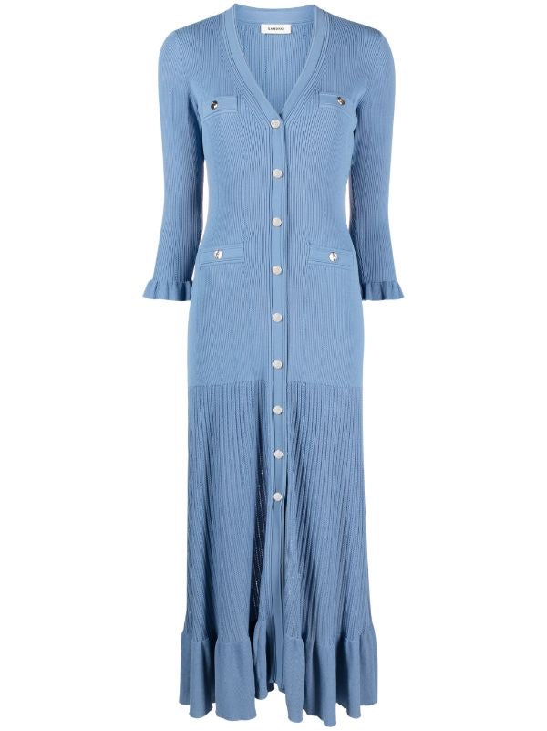 sapphire blue dress Regal One-Shoulder Gown High-Neck Tie-Back Halter Cascading Size:4-6 easy fit dress This is our original