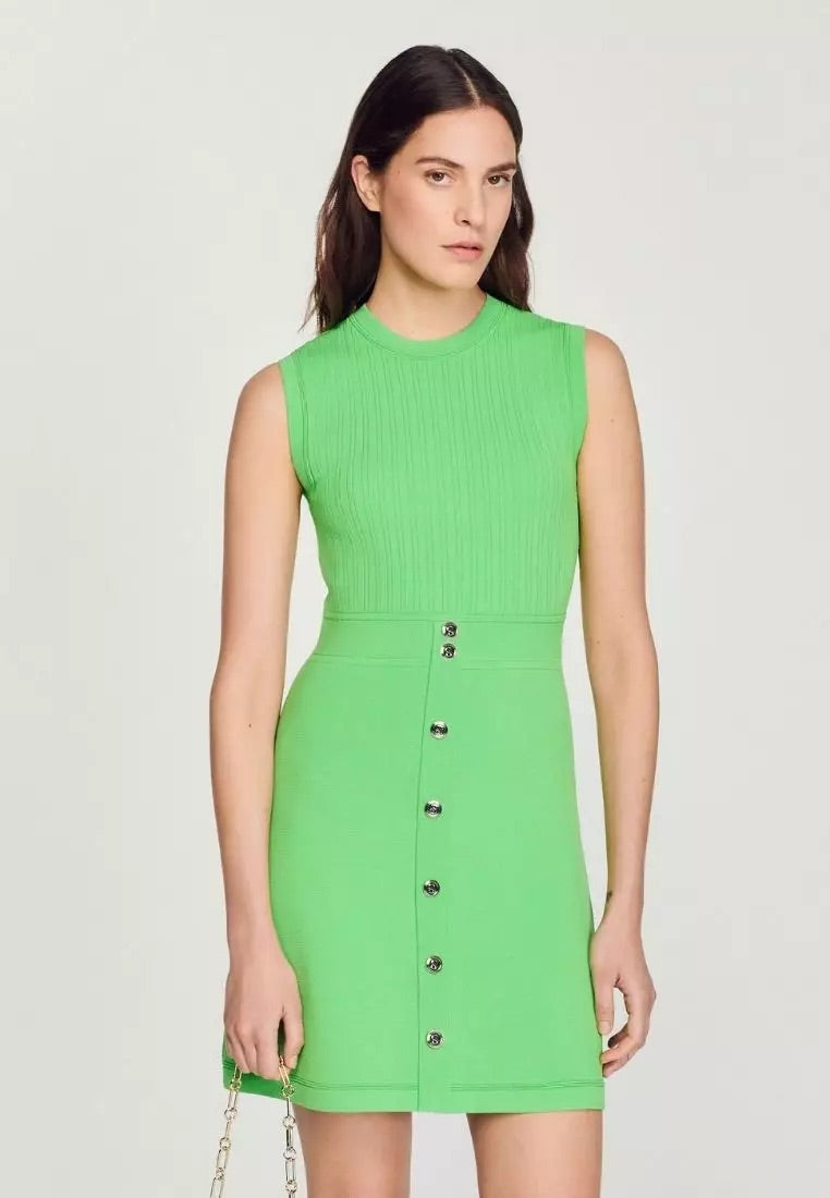 SANDRO Short dress with buttons green mini dress - Green SANDRO Short dress with buttons green mini dress - Green