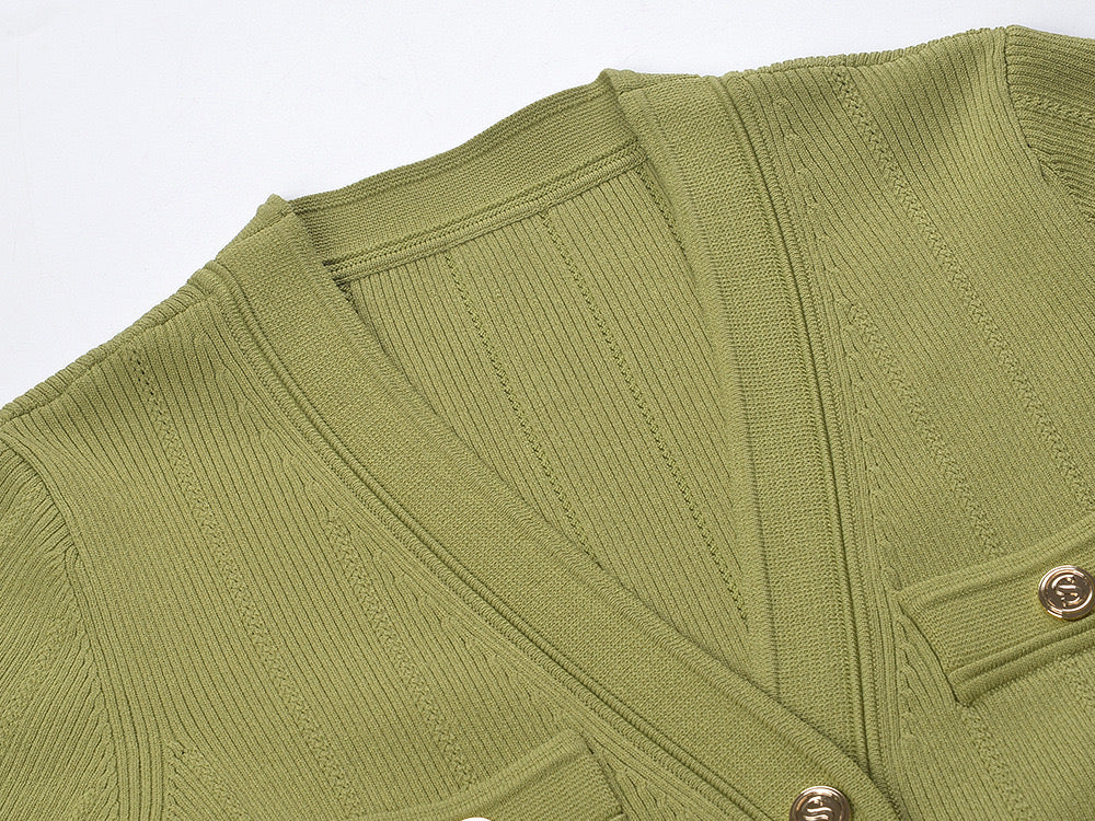 SANDRO LILWENN KNITTED MIDI DRESS - Green