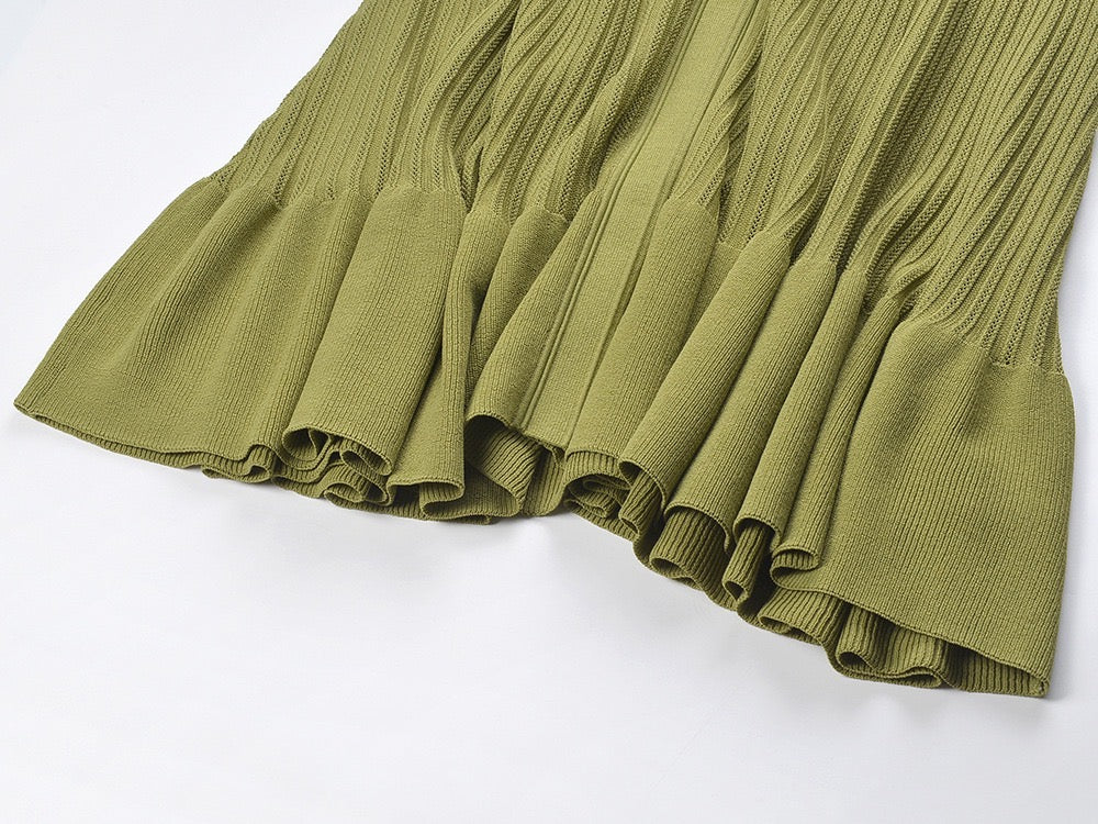 SANDRO LILWENN KNITTED MIDI DRESS - Green