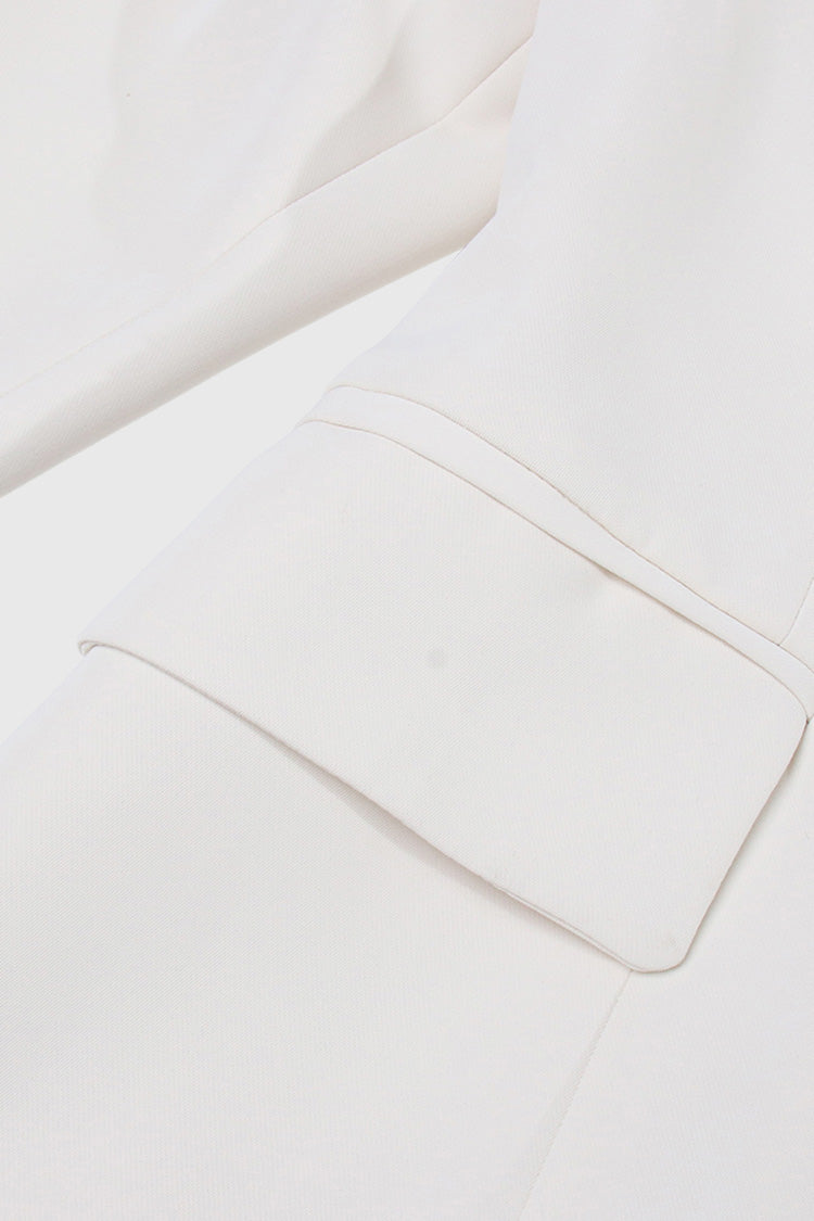 Off Shoulders Blazer with Front Cut - White