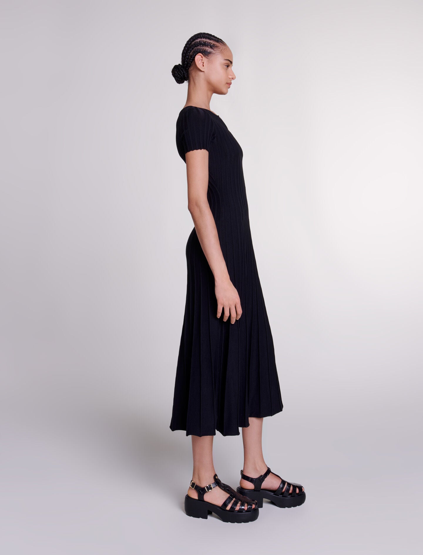 MAJE Rib knit maxi dress - Black