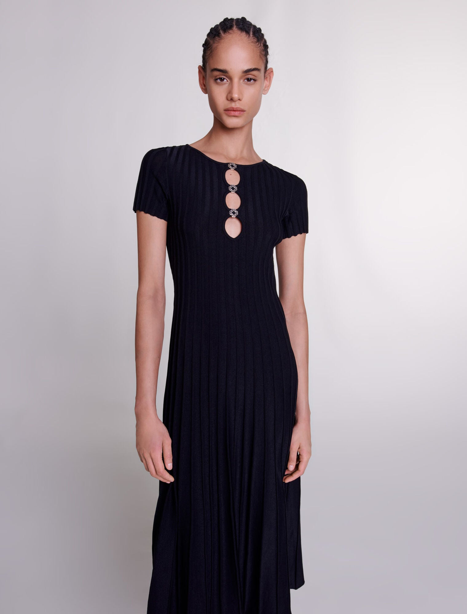 MAJE Rib knit maxi dress - Black