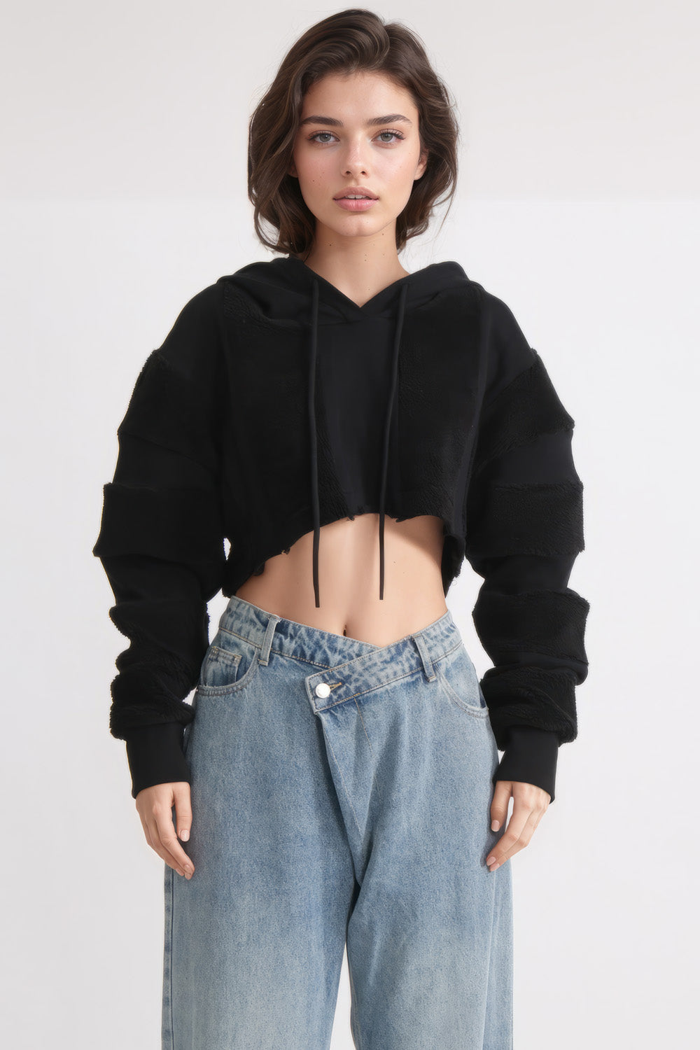 Cropped Hoodie - Black