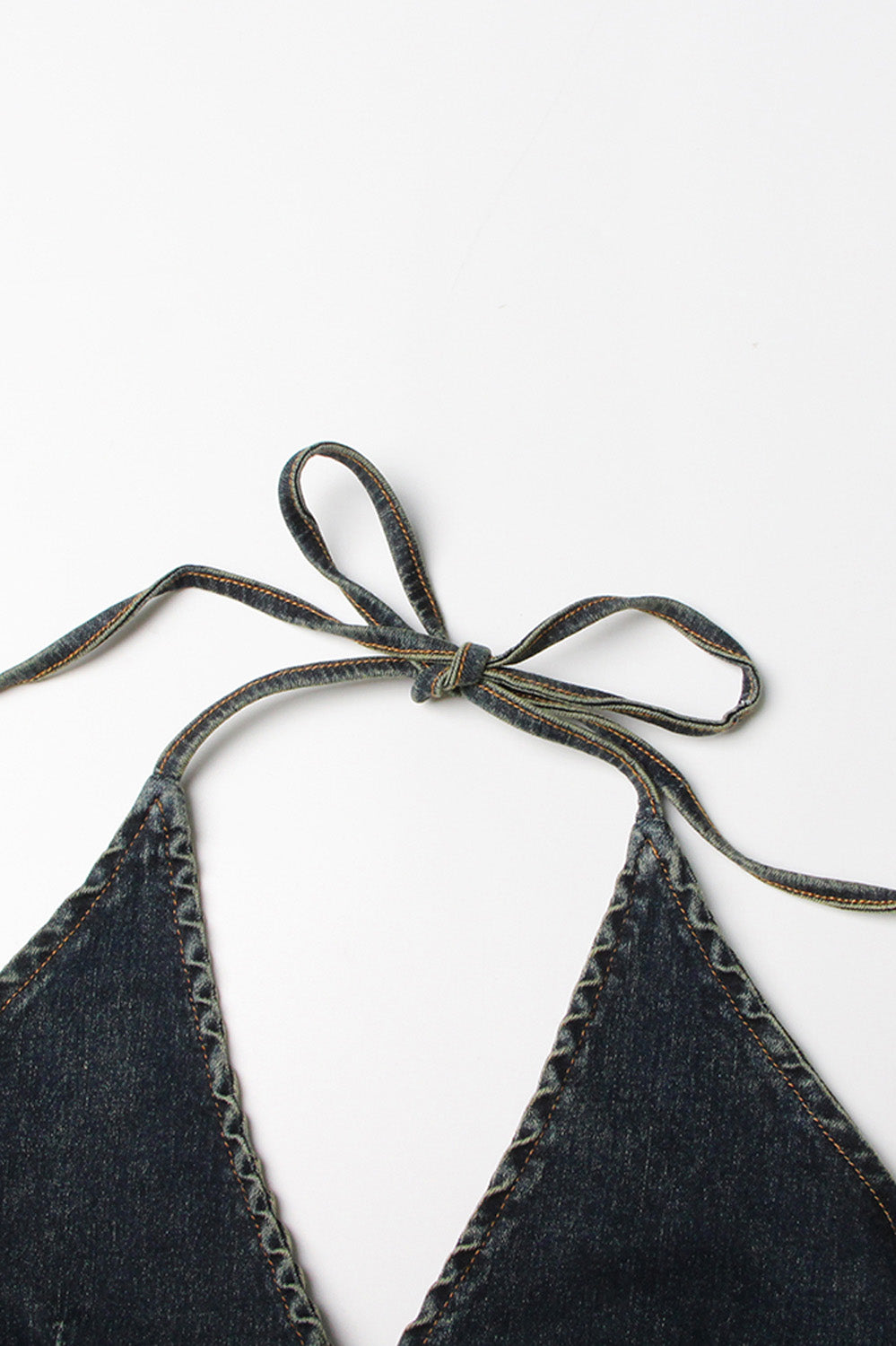 Off Shoulders Denim Top - Dark Blue