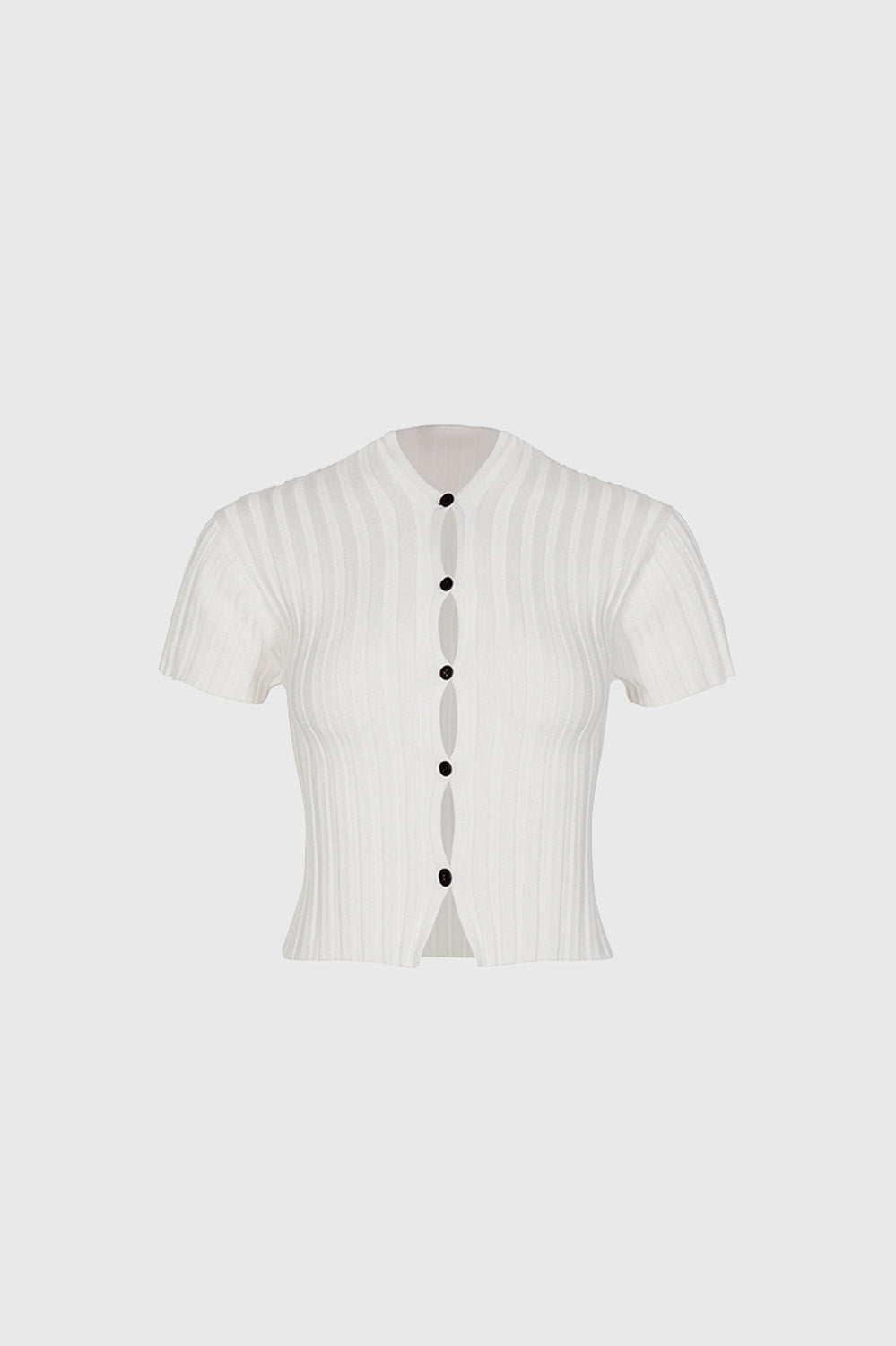 Ribbed Crop Top with Cuts - White