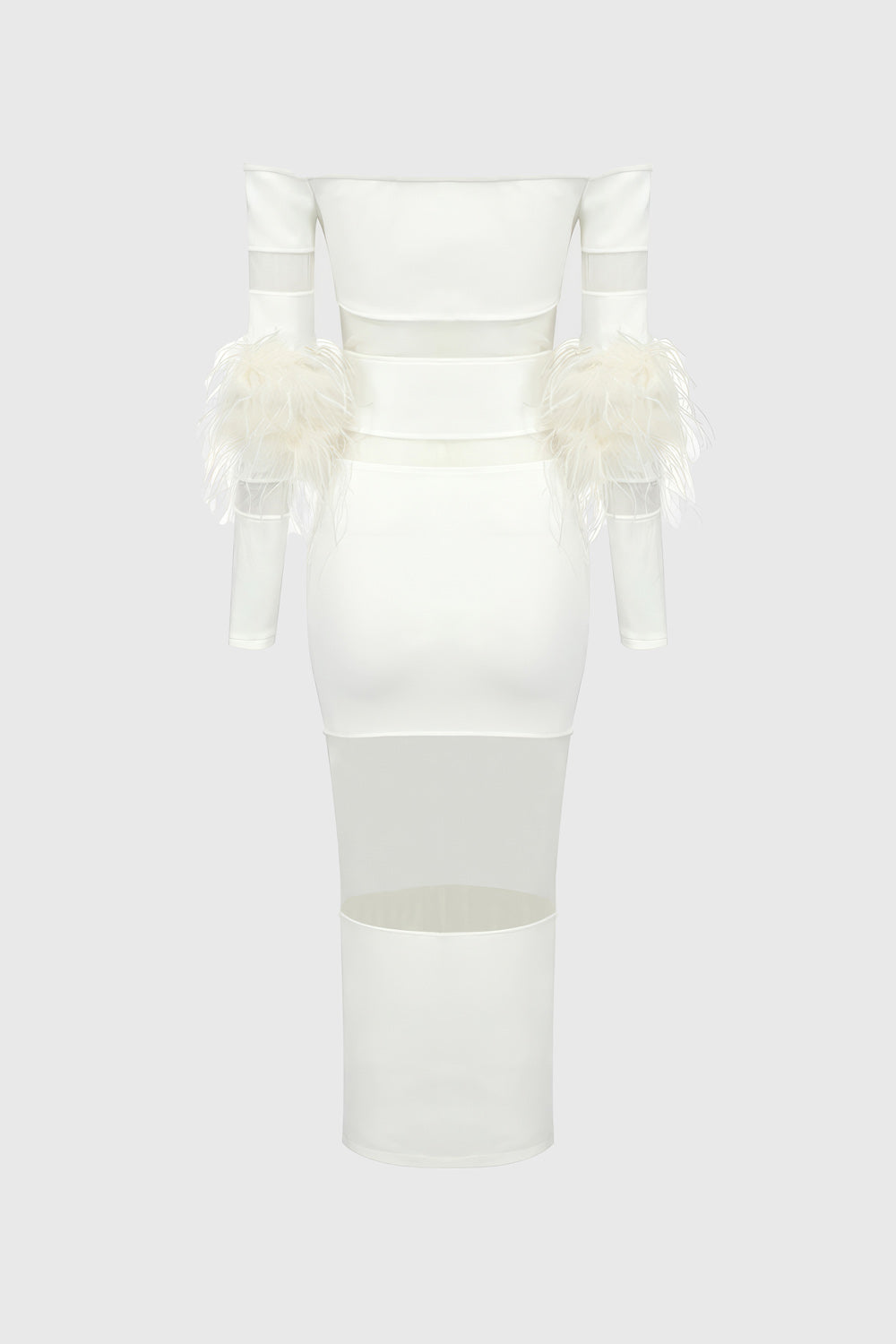 Midi Dress with Mesh Inserts - White