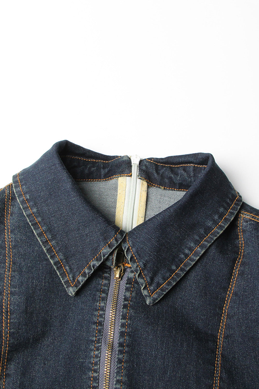 Off Shoulders Denim Top - Dark Blue