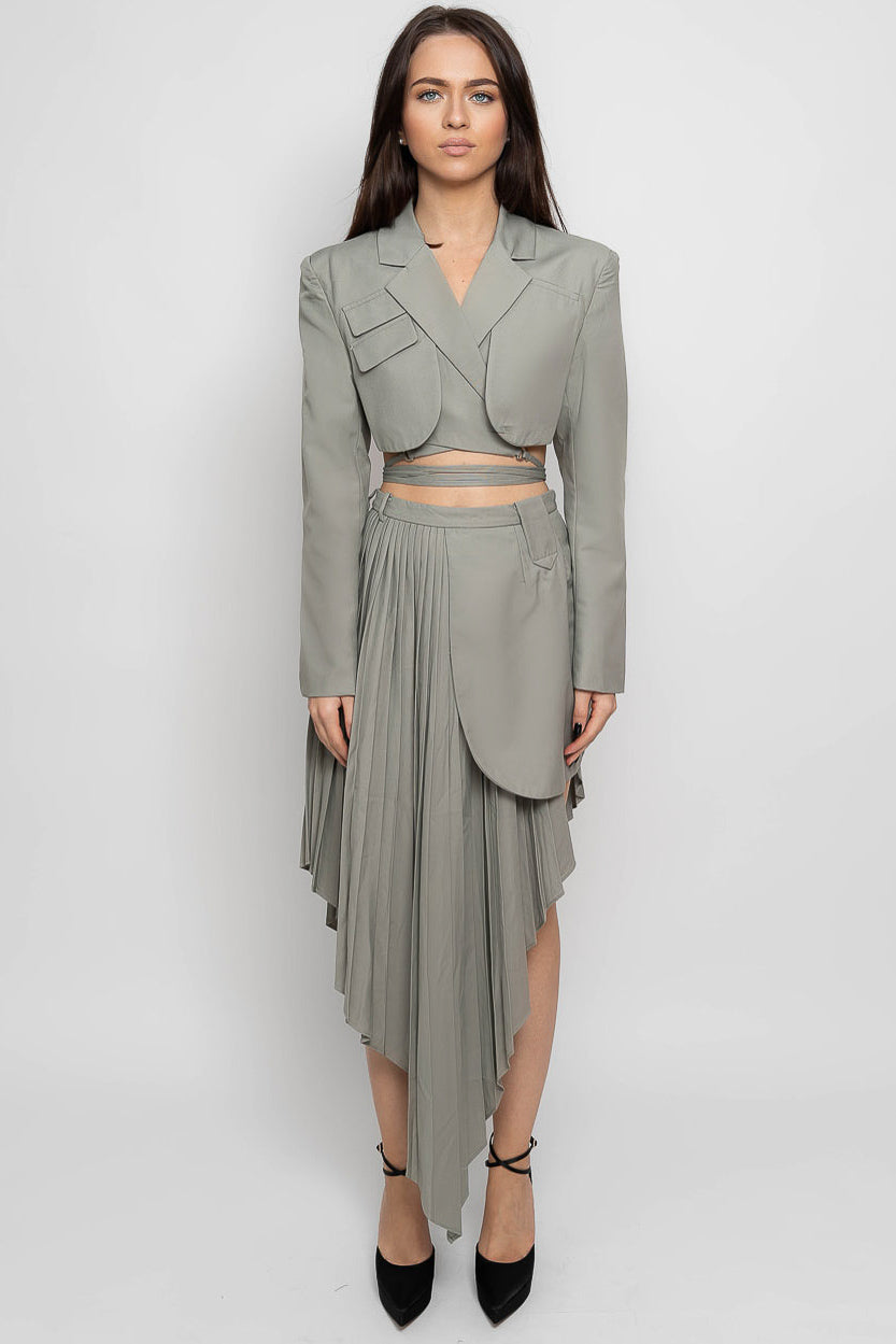 RISSY Asymmetrical Co-Ord Set - Grey