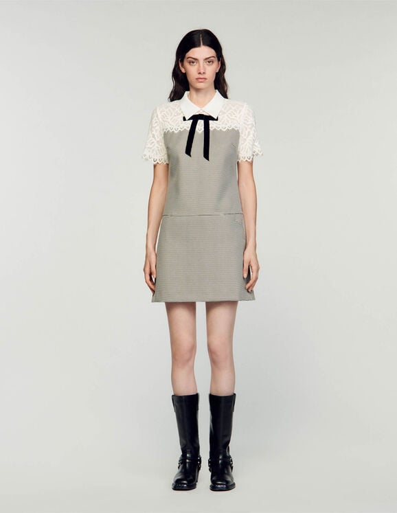 SANDRO Two-material short dress
