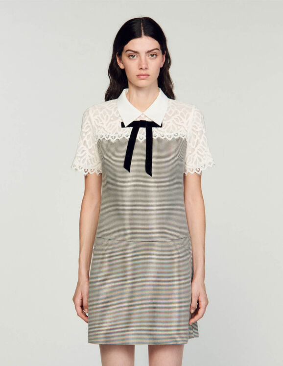 SANDRO Two-material short dress