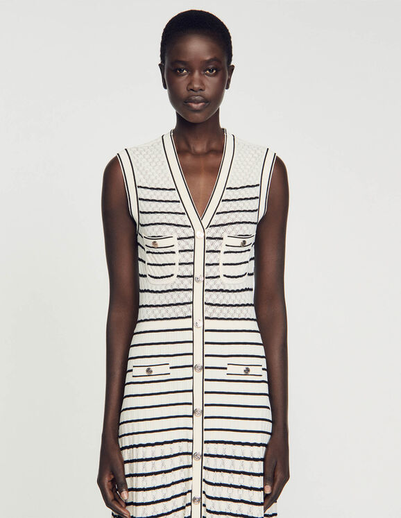 SANDRO Striped knit midi dress
