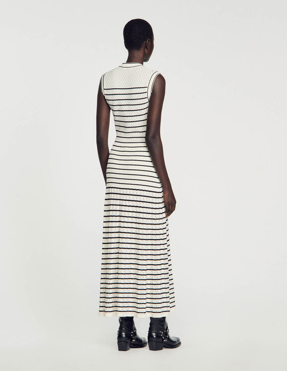 SANDRO Striped knit midi dress