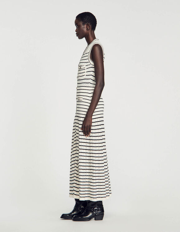 SANDRO Striped knit midi dress