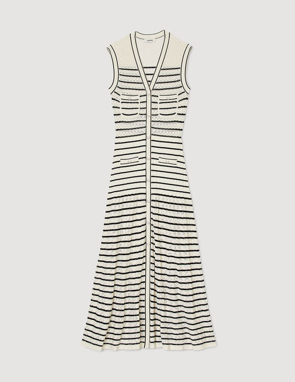 SANDRO Striped knit midi dress