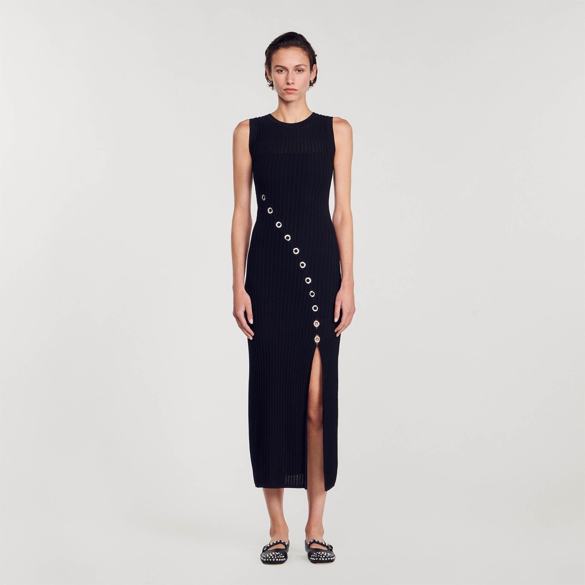 SANDRO Maxi dress with rhinestone jewellery