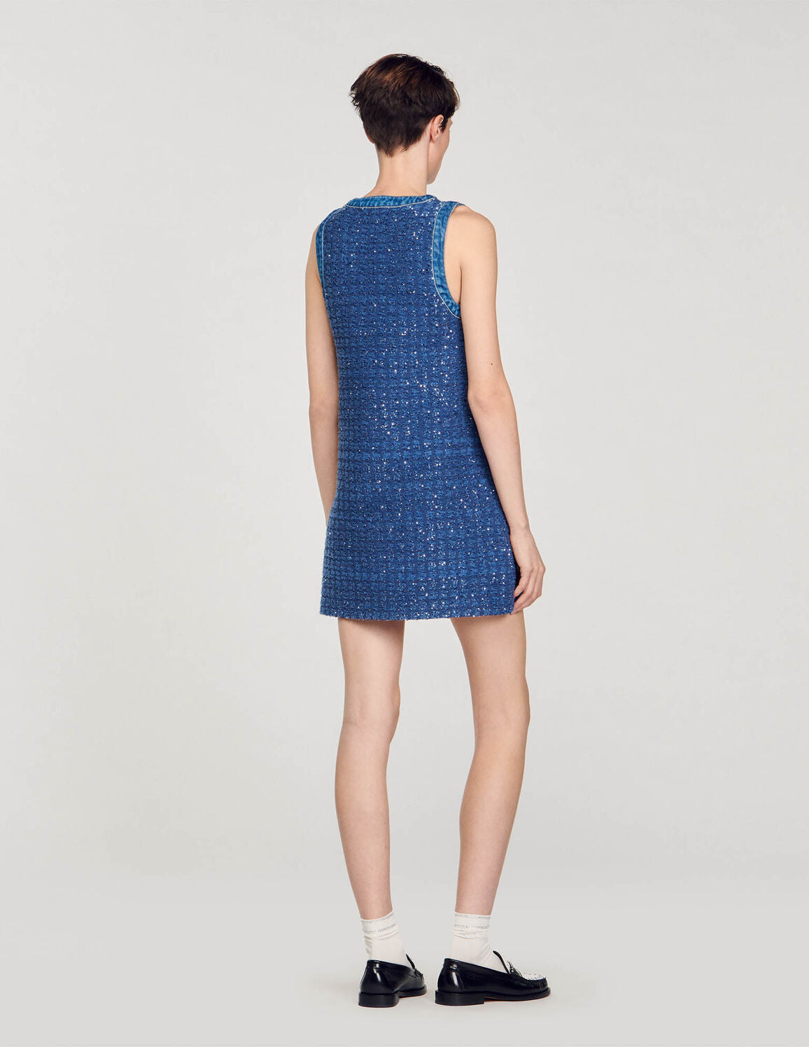 SANDRO Short Tweed Trapeze Dress