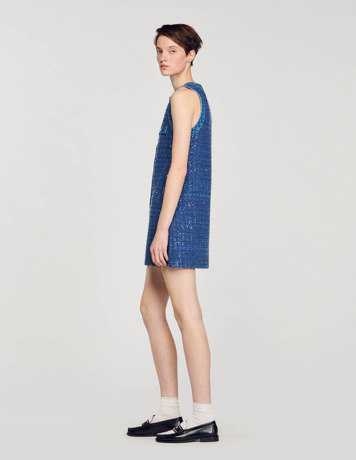 SANDRO Short Tweed Trapeze Dress