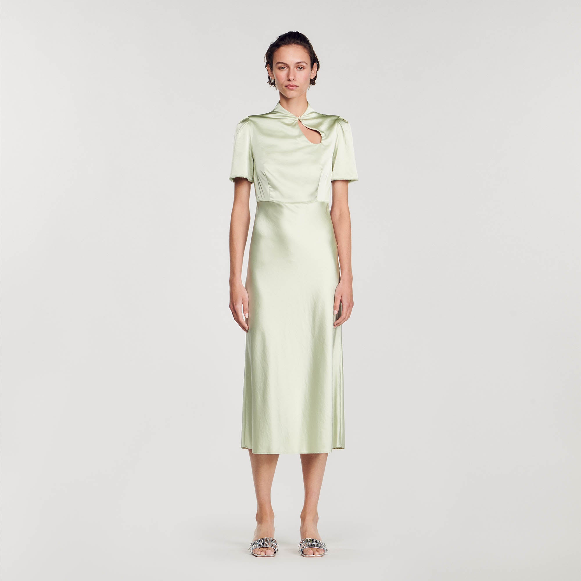 SANDRO Satin-effect maxi dress