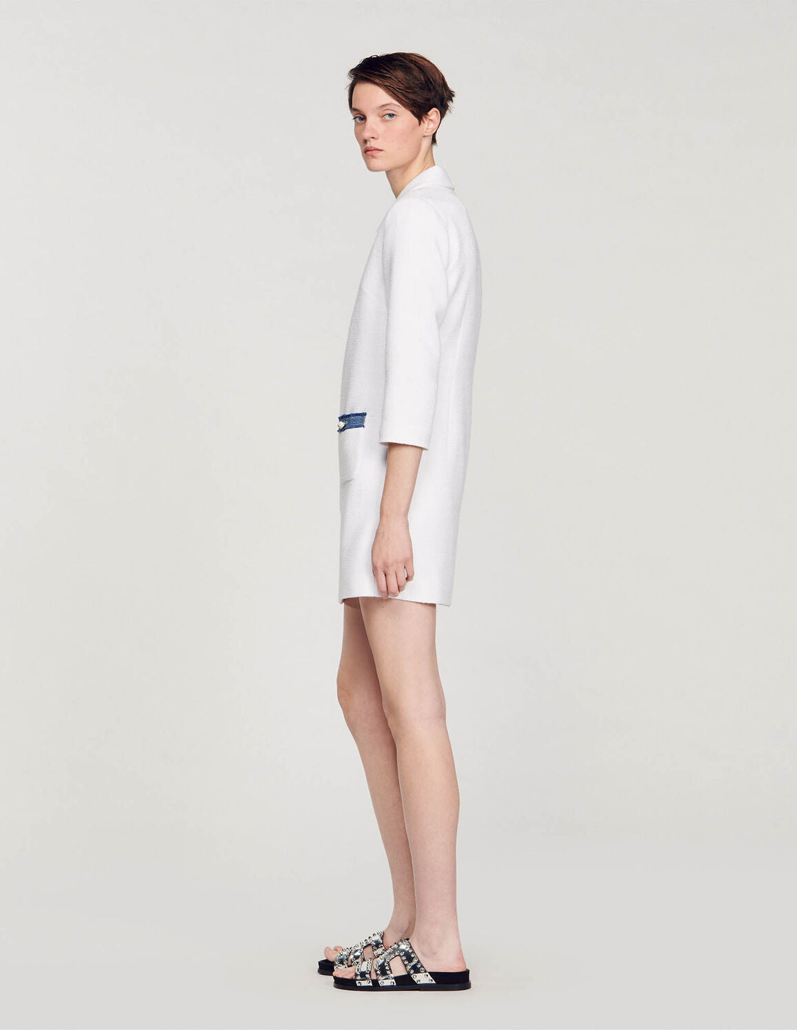 SANDRO Long-Sleeved Short Tweed Dress