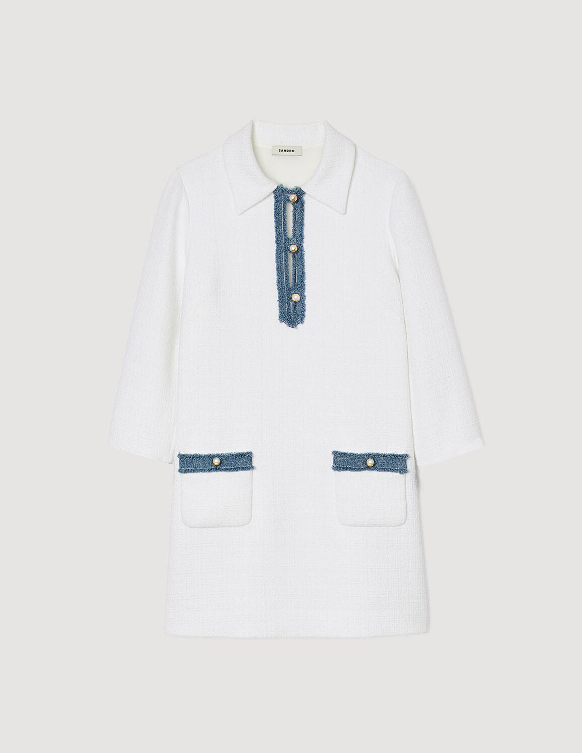 SANDRO Long-Sleeved Short Tweed Dress
