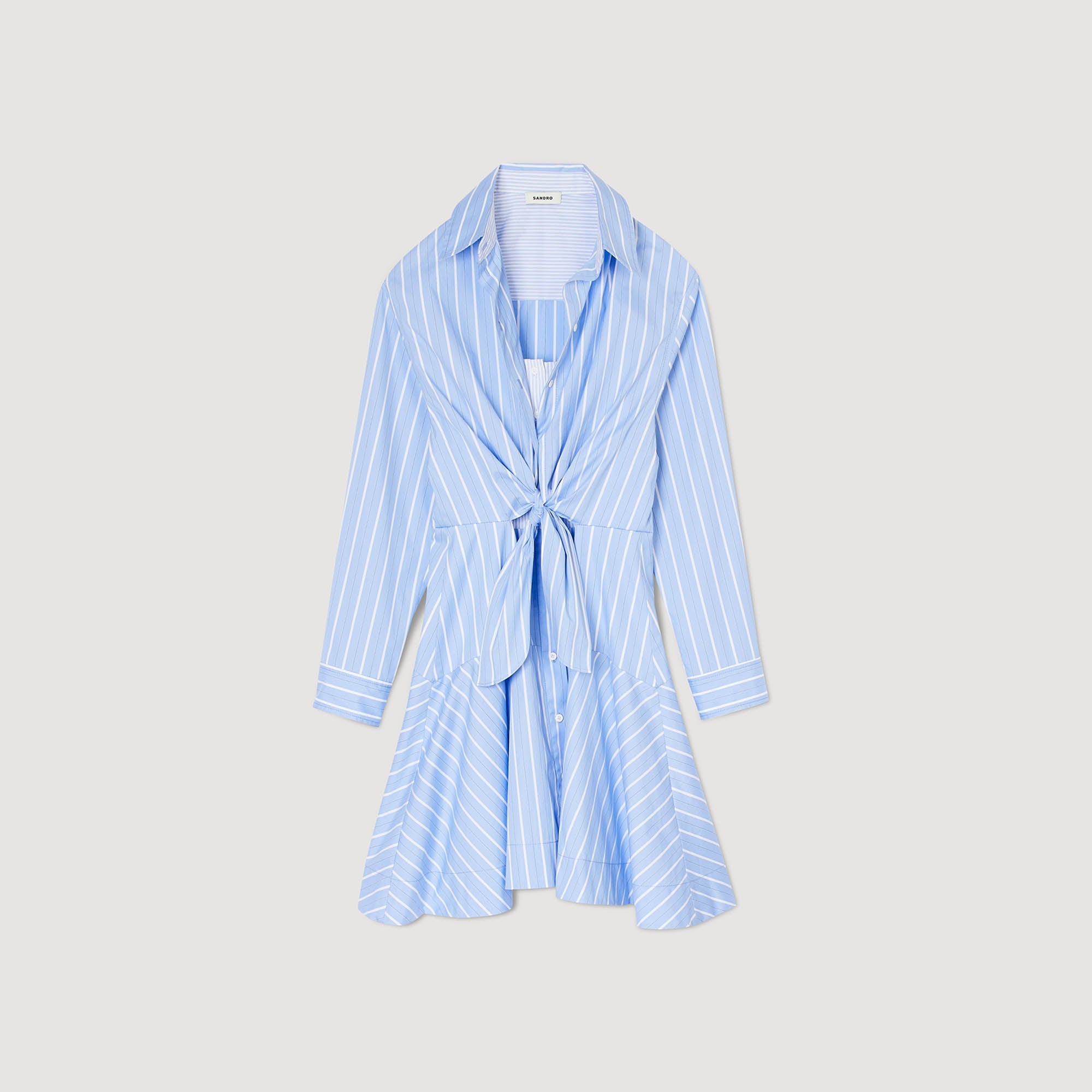 SANDRO Striped tie-front shirt dress
