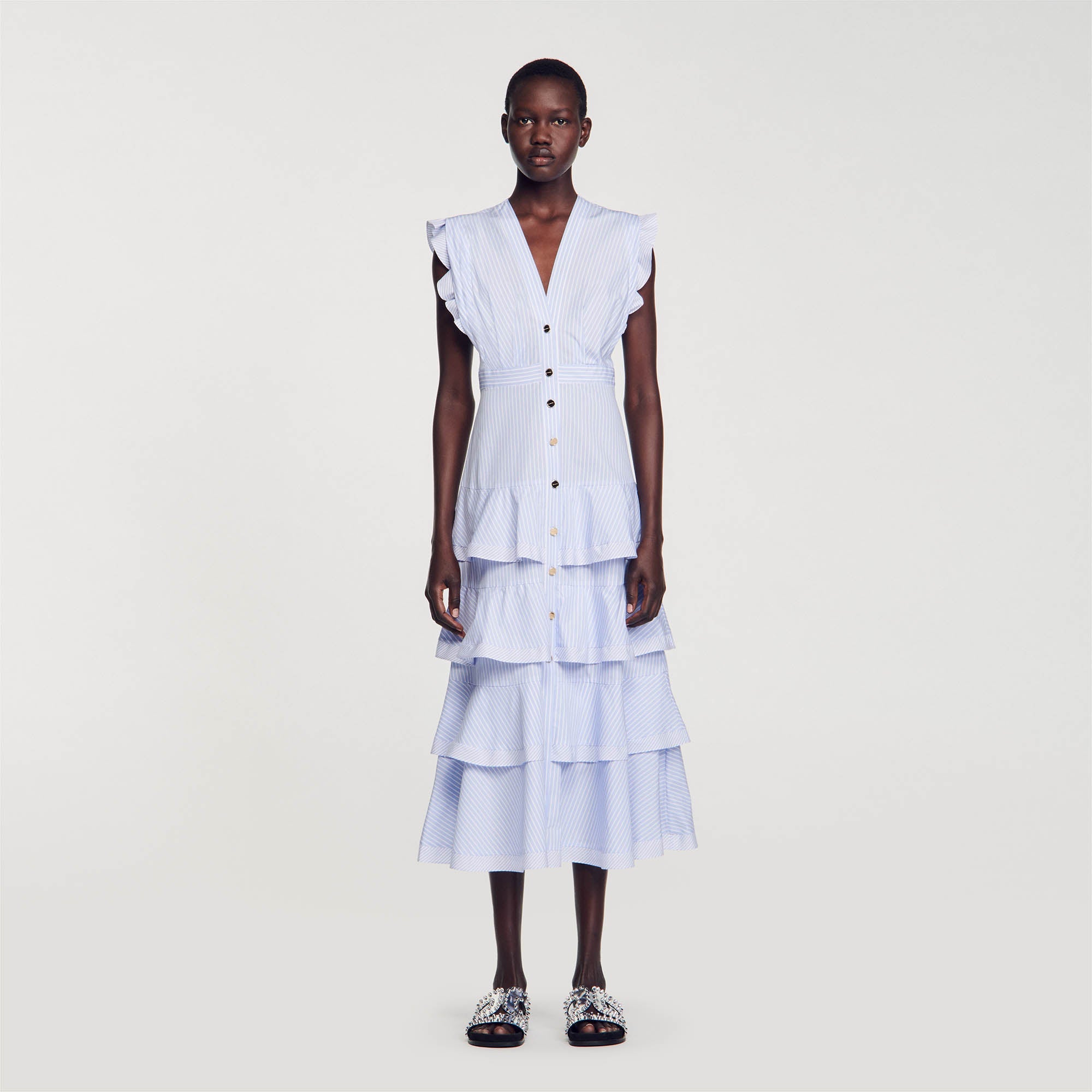 SANDRO Ruffled maxi dress