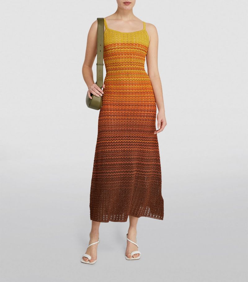 SANDRO Gradient Knitted Maxi Dress sunset